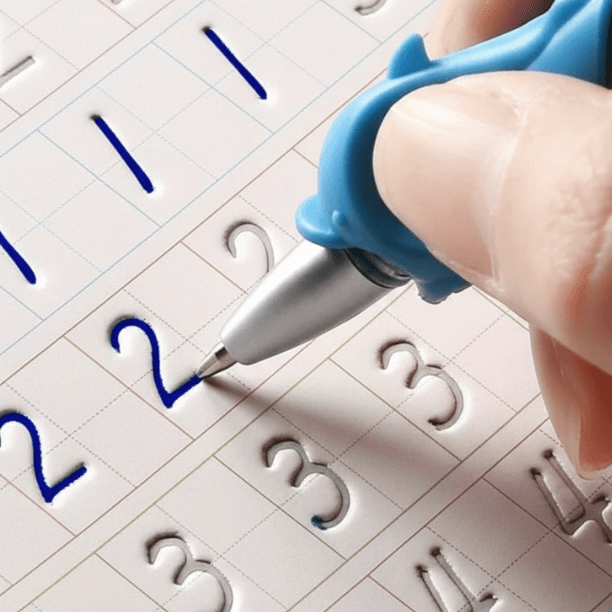 Zestaw 4 zeszytów do nauki pisania | Magiczny tusz + uchwyt