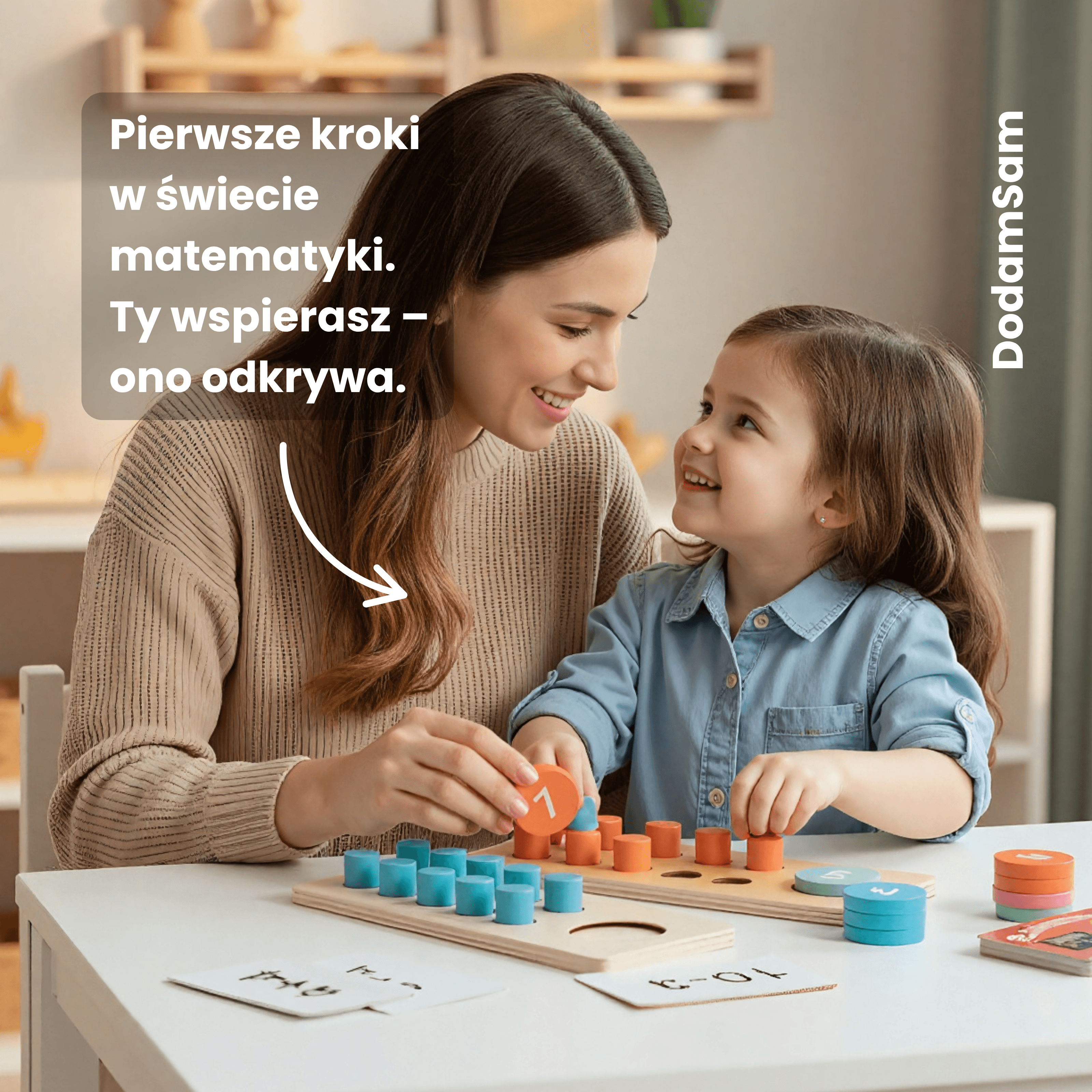 DodamSam – drewniana tablica edukacyjna do nauki arytmetyki | Zabawka Montessori 3+
