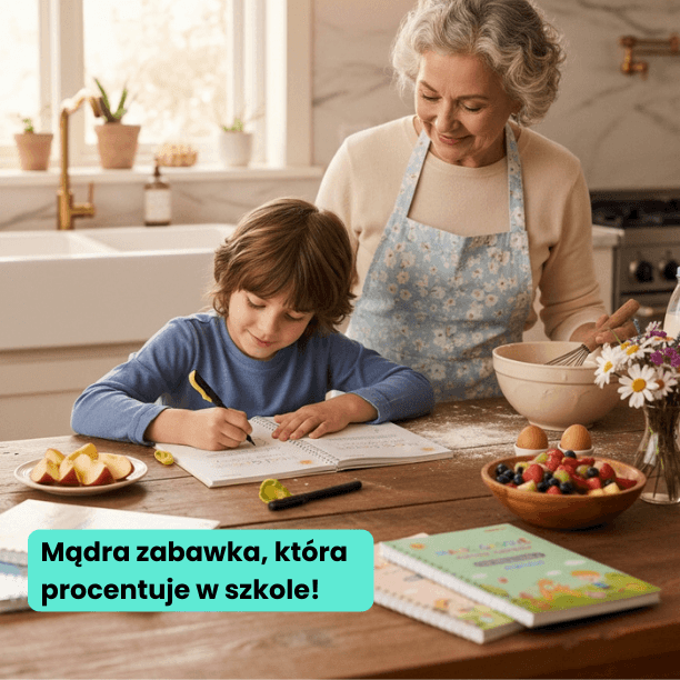 Zestaw 4 zeszytów do nauki pisania | Magiczny tusz + uchwyt