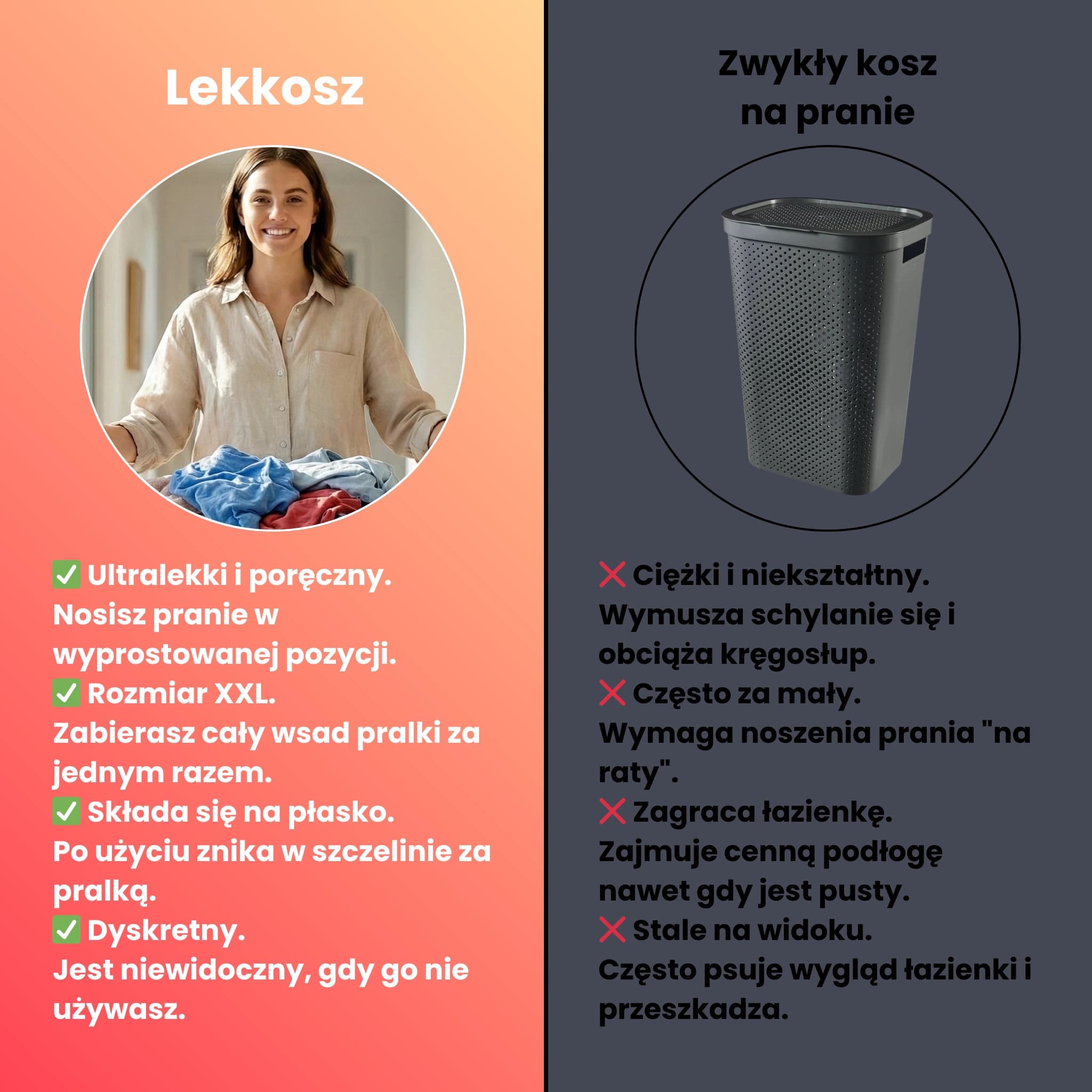 Lekkosz - składany i wodoodporny transporter prania