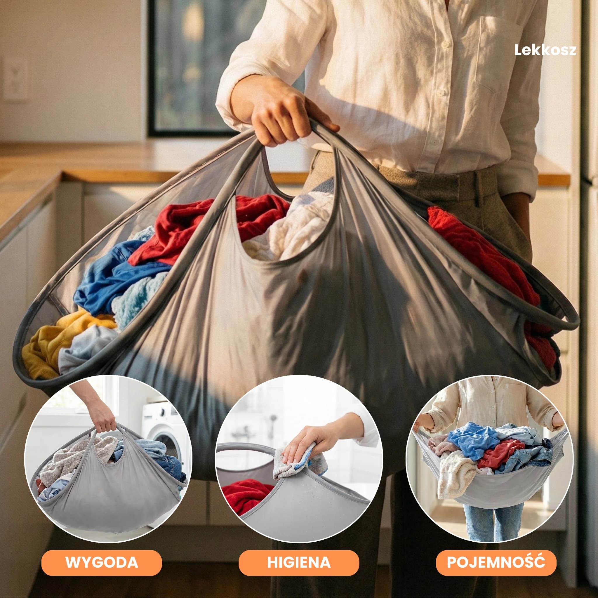 Lekkosz - składany i wodoodporny transporter prania