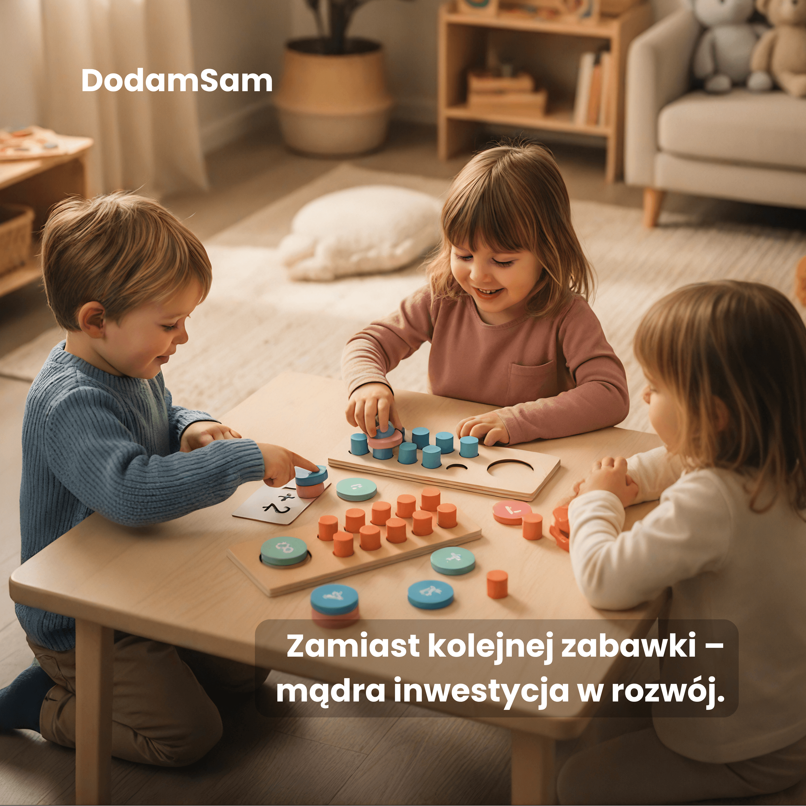DodamSam – drewniana tablica edukacyjna do nauki arytmetyki | Zabawka Montessori 3+